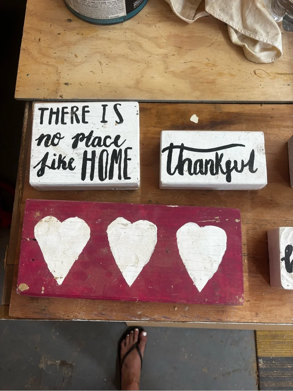 Handmade Rustic Heart & Sentiment Wood Wall Decor - Red and White